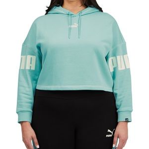 PUMA Plus Size Logo Hoodie Size 2X, Eggshell blue-beach parfait